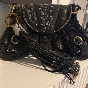 Elegant Black Embellished Clutch